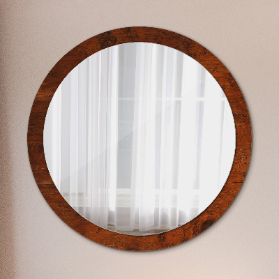 Oglinda rotunda imprimata Lemn natural