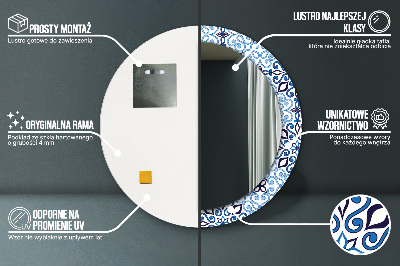 Oglinda rotunda imprimata Model de arabă albastră