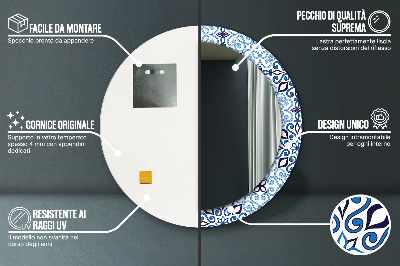 Oglinda rotunda imprimata Model de arabă albastră