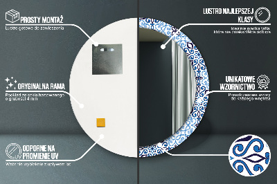 Oglinda rotunda imprimata Model de arabă albastră