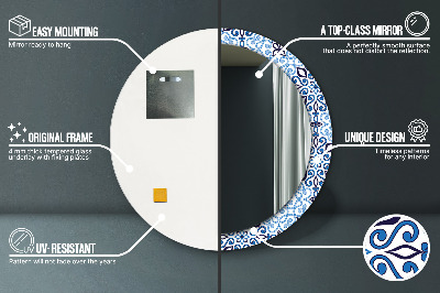Oglinda rotunda imprimata Model de arabă albastră