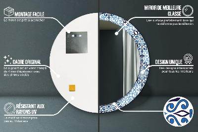 Oglinda rotunda imprimata Model de arabă albastră