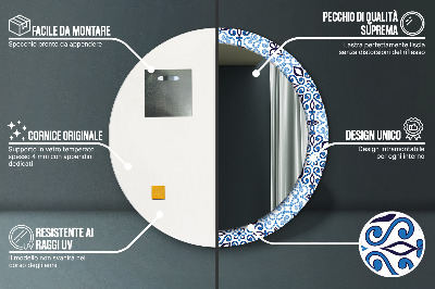 Oglinda rotunda imprimata Model de arabă albastră