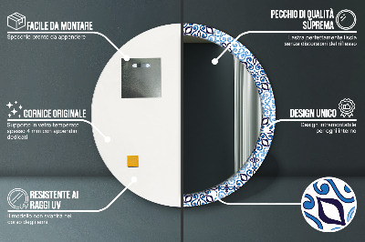 Oglinda rotunda imprimata Model de arabă albastră