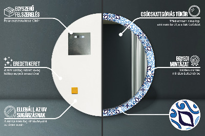 Oglinda rotunda imprimata Model de arabă albastră