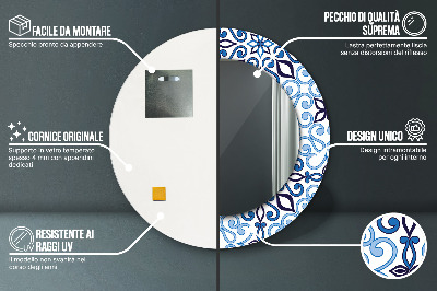 Oglinda rotunda imprimata Model de arabă albastră