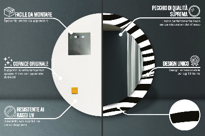 Oglinda rotunda rama cu imprimeu Valul abstract