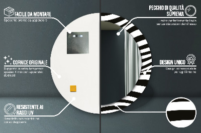 Oglinda rotunda rama cu imprimeu Valul abstract