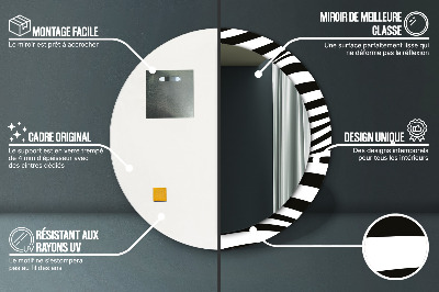 Oglinda rotunda rama cu imprimeu Valul abstract