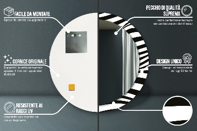 Oglinda rotunda rama cu imprimeu Valul abstract