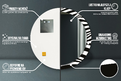 Oglinda rotunda rama cu imprimeu Valul abstract
