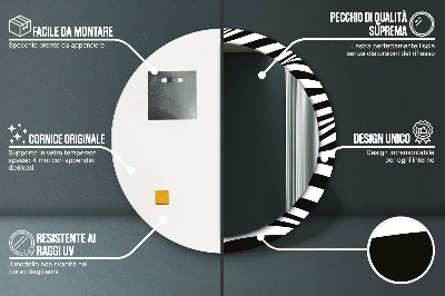 Oglinda rotunda rama cu imprimeu Valul abstract