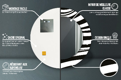 Oglinda rotunda rama cu imprimeu Valul abstract