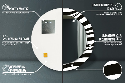 Oglinda rotunda rama cu imprimeu Valul abstract