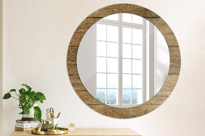 Oglinda rotunda rama cu imprimeu Lemn vechi