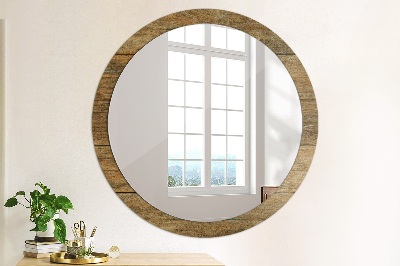 Oglinda rotunda rama cu imprimeu Lemn vechi