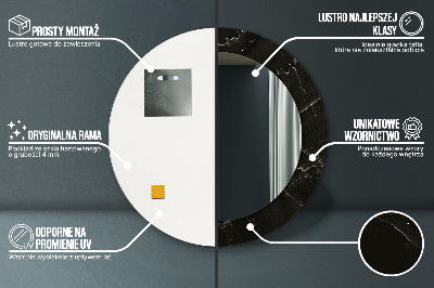 Oglinda rotunda rama cu imprimeu Piatră de marmură