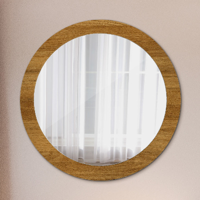 Oglinda rotunda rama cu imprimeu Stejar rustic