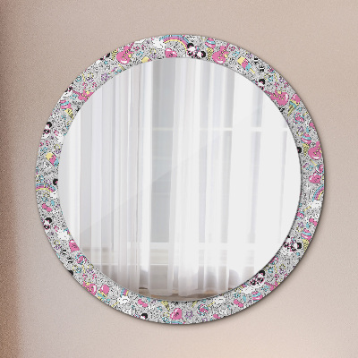 Oglinda rotunda rama cu imprimeu Panda unicorn