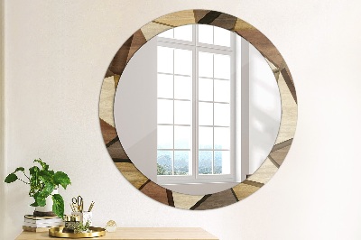 Oglinda cu decor rotunda Lemn 3d geometric