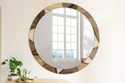 Oglinda cu decor rotunda Lemn 3d geometric