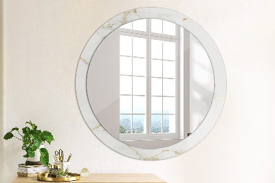 Oglinda cu decor rotunda Marmură de aur alb