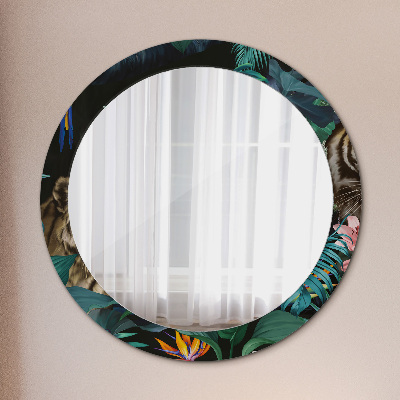 Oglinda rotunda rama cu imprimeu Pădure în junglă