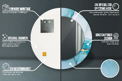 Oglinda rotunda rama cu imprimeu Fluid abstract