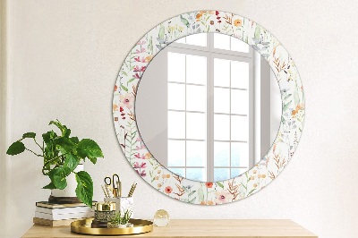 Oglinda rotunda rama cu imprimeu Flori sălbatice