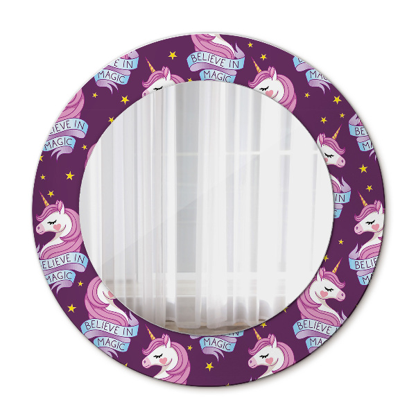 Oglinda rotunda imprimata Stele unicorn