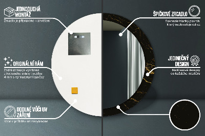 Oglinda rotunda imprimata Marmură neagră