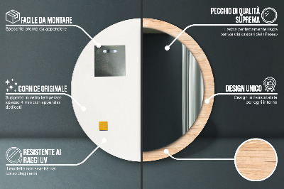 Oglinda rotunda imprimata Textura lemnului