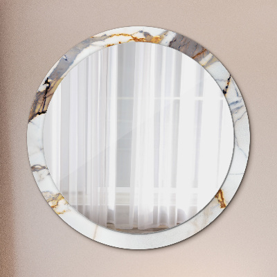 Oglinda rotunda rama cu imprimeu Marmură albă