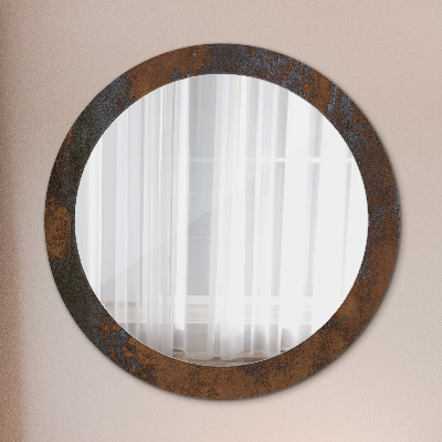 Oglinda rotunda rama cu imprimeu Rustic metalic