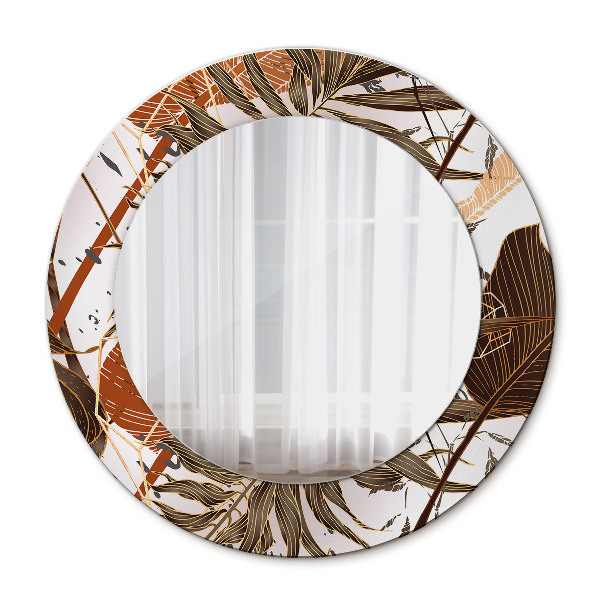 Oglinda rotunda rama cu imprimeu Frunze de palmier