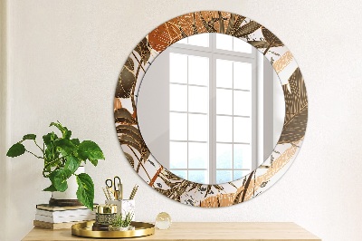 Oglinda rotunda rama cu imprimeu Frunze de palmier