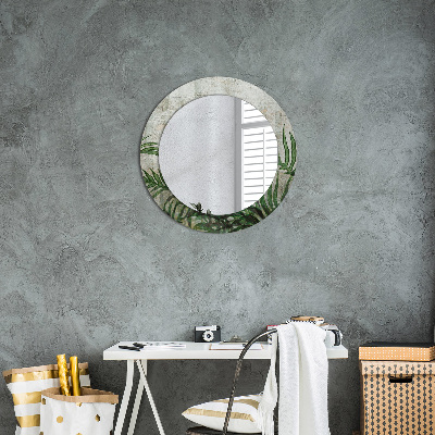 Oglinda cu decor rotunda Frunze de ferigă
