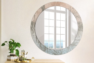 Oglinda cu decor rotunda Flori tropicale