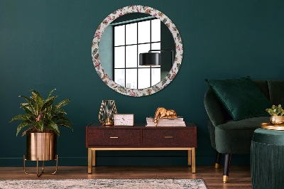 Oglinda rotunda rama cu imprimeu Flori de epocă
