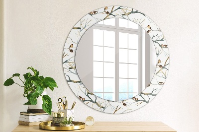 Oglinda rotunda rama cu imprimeu Vrăbii păsări păsări ramuri