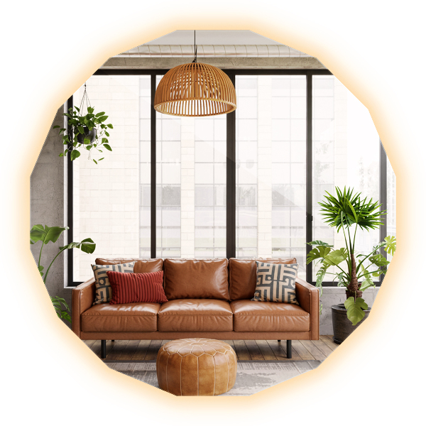 Oglindă poligonală cu iluminare LED