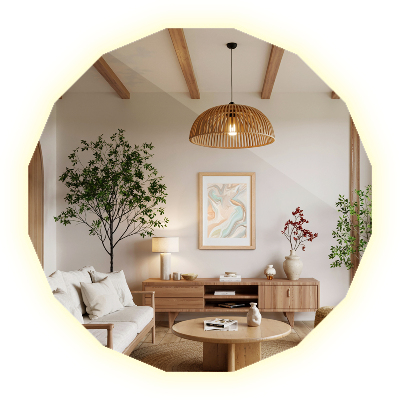 Oglindă poligonală cu iluminare LED