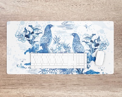 Protectie birou Păsări albastre gravură în lemn