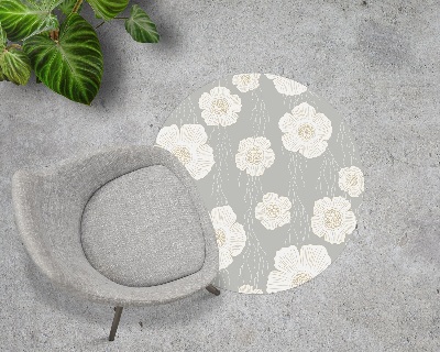 Rotunde covorar pentru protectie podea Flori albe delicate