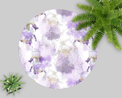 Rotunde covoras protectie pardoseala Flori violete acuarela