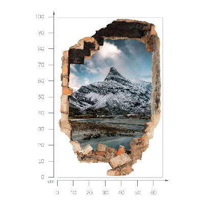 Sticker perete gaură 3D 66x100 Panoramă montană