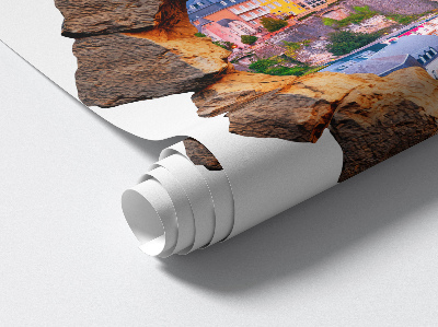 Sticker perete gaură 3D 100x99 Fereastră de piatră