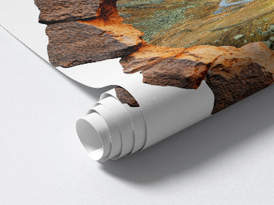 Sticker perete gaură 3D 100x99 Drumeție montană