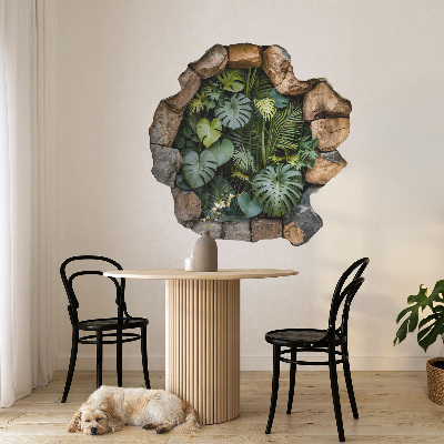 Sticker perete gaură 3D 100x100 Oază tropicală