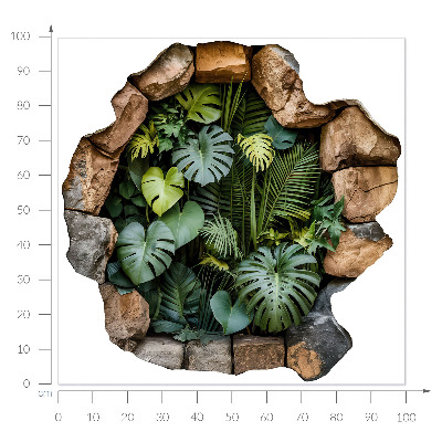 Sticker perete gaură 3D 100x100 Oază tropicală